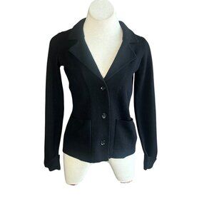 Adrienne Vittadini Black Knit Cardigan Sweater Jacket  Size XS
